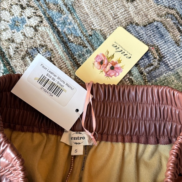 Boutique Brown Faux Leather Shorts - Picture 2 of 4